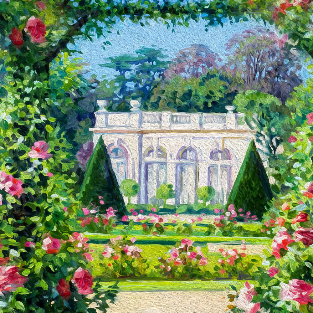 Kate写真撮影のための春の庭の背景の花の絵画