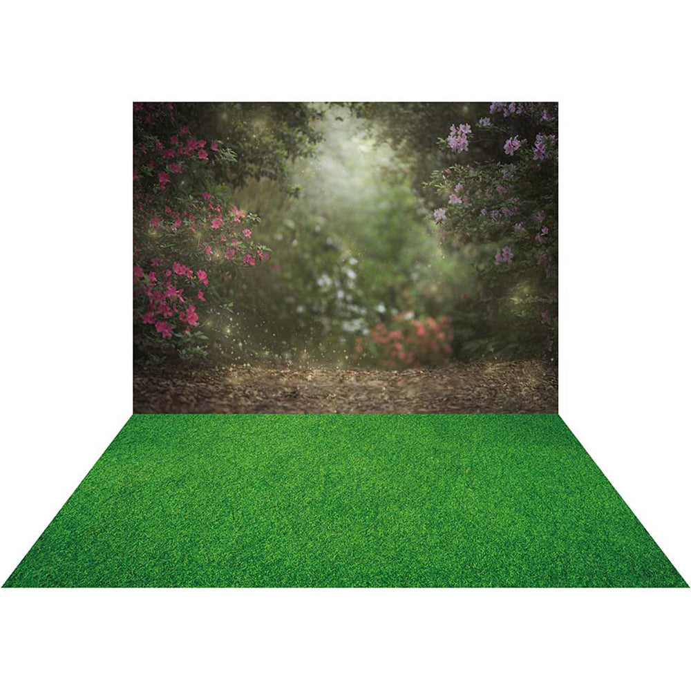 Kate 花の庭の妖精の春の背景+緑の草のゴム製フロアマット