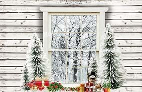 Emetselchによって設計されたkateクリスマスウッドハウスウィンドウ冬の背景
