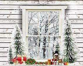 Emetselchによって設計されたkateクリスマスウッドハウスウィンドウ冬の背景