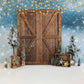 写真撮影のためのkateクリスマス納屋のドアの雪の背景