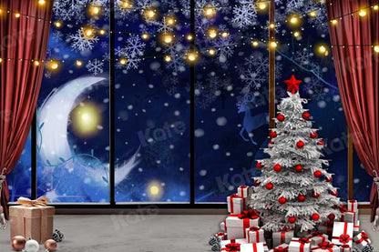 kateクリスマス月窓雪背景撮影