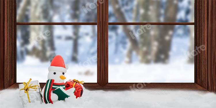 kateクリスマスウィンドウの背景雪だるま
