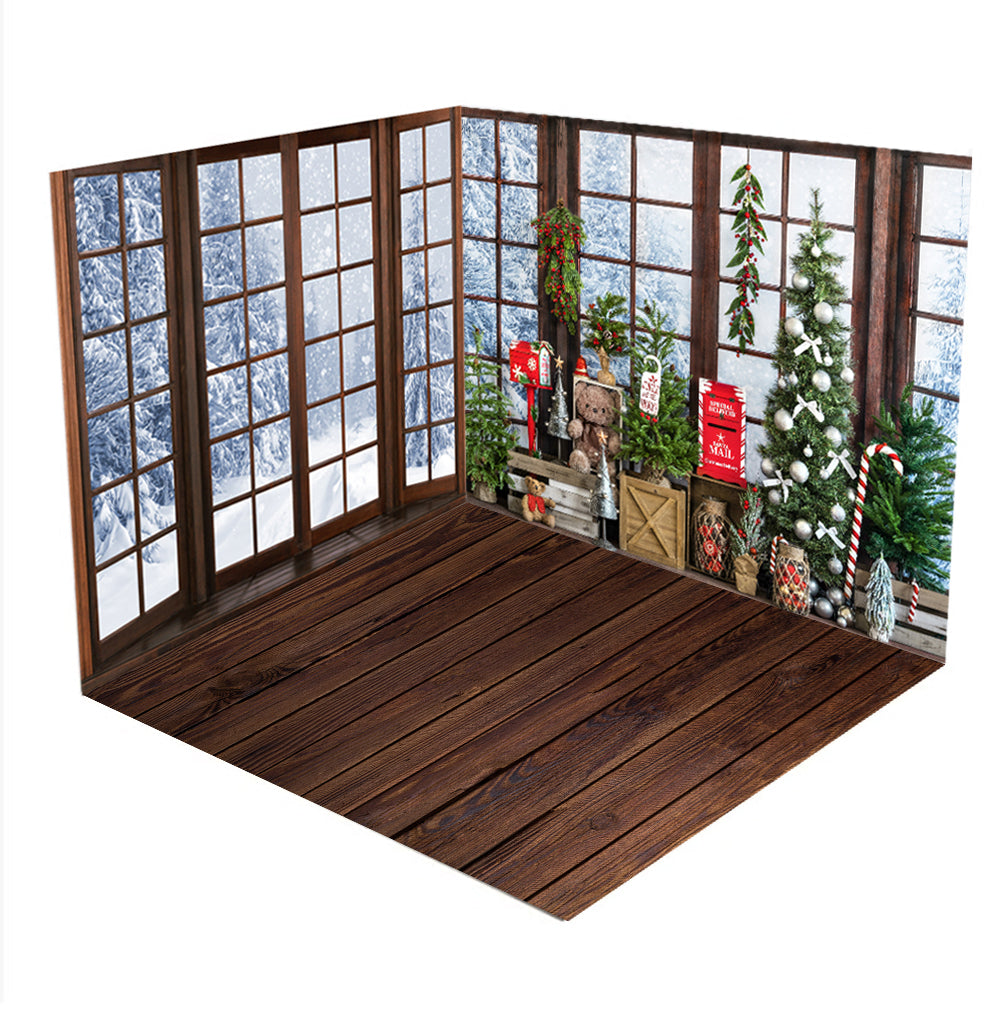 Kateクリスマスホワイトソンテディベアルームセット(8ftx8ft&10ftx8ft&8ftx10ft)