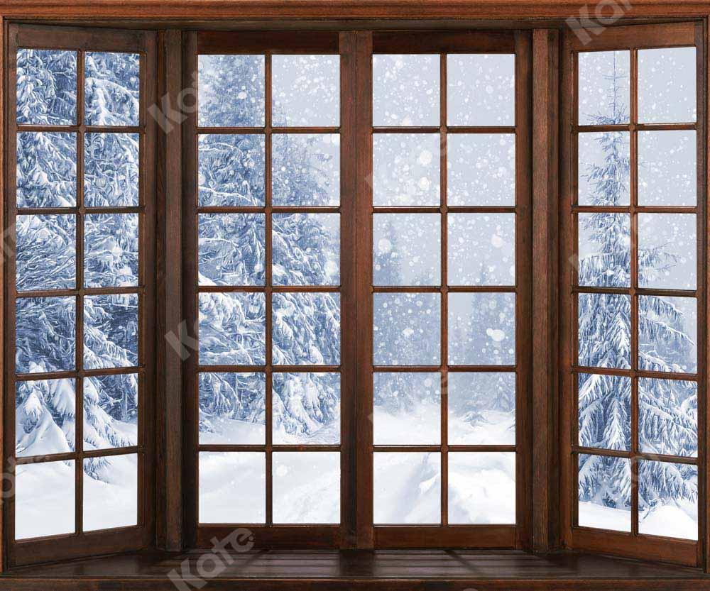 kate冬のスノーウッドドアの背景
