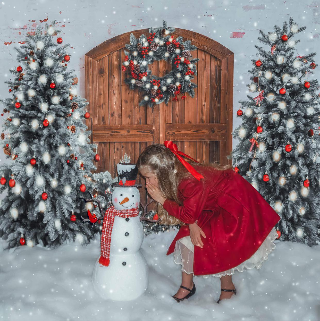 ケイトクリスマスツリーリース背景雪冬