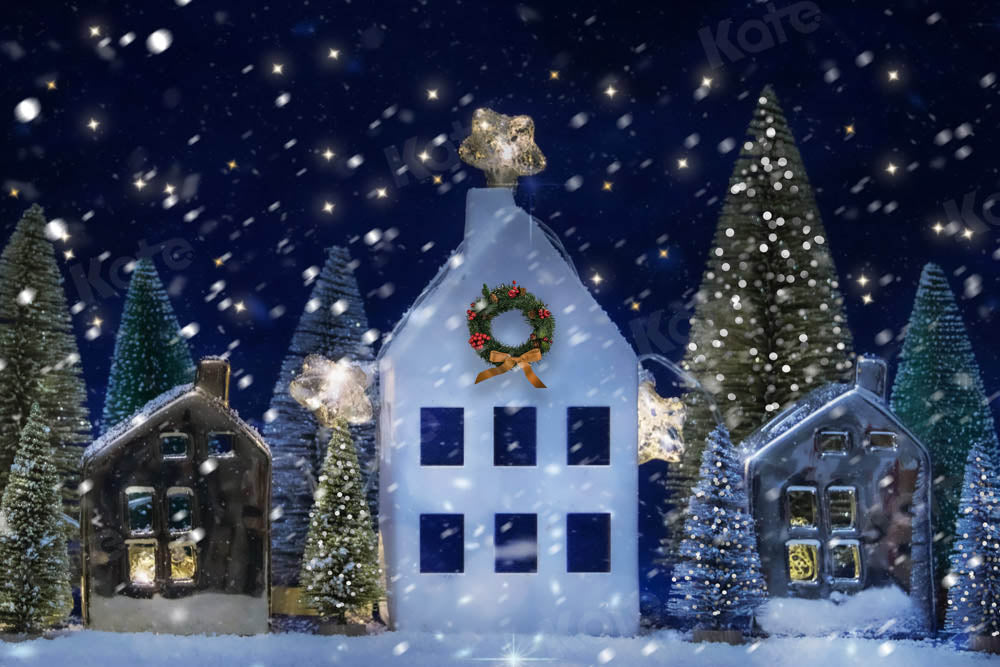 Kate クリスマスイブの背景の木の雪Chain Photography設計