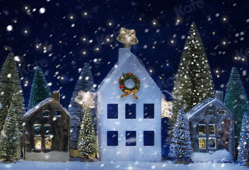 Kate クリスマスイブの背景の木の雪Chain Photography設計