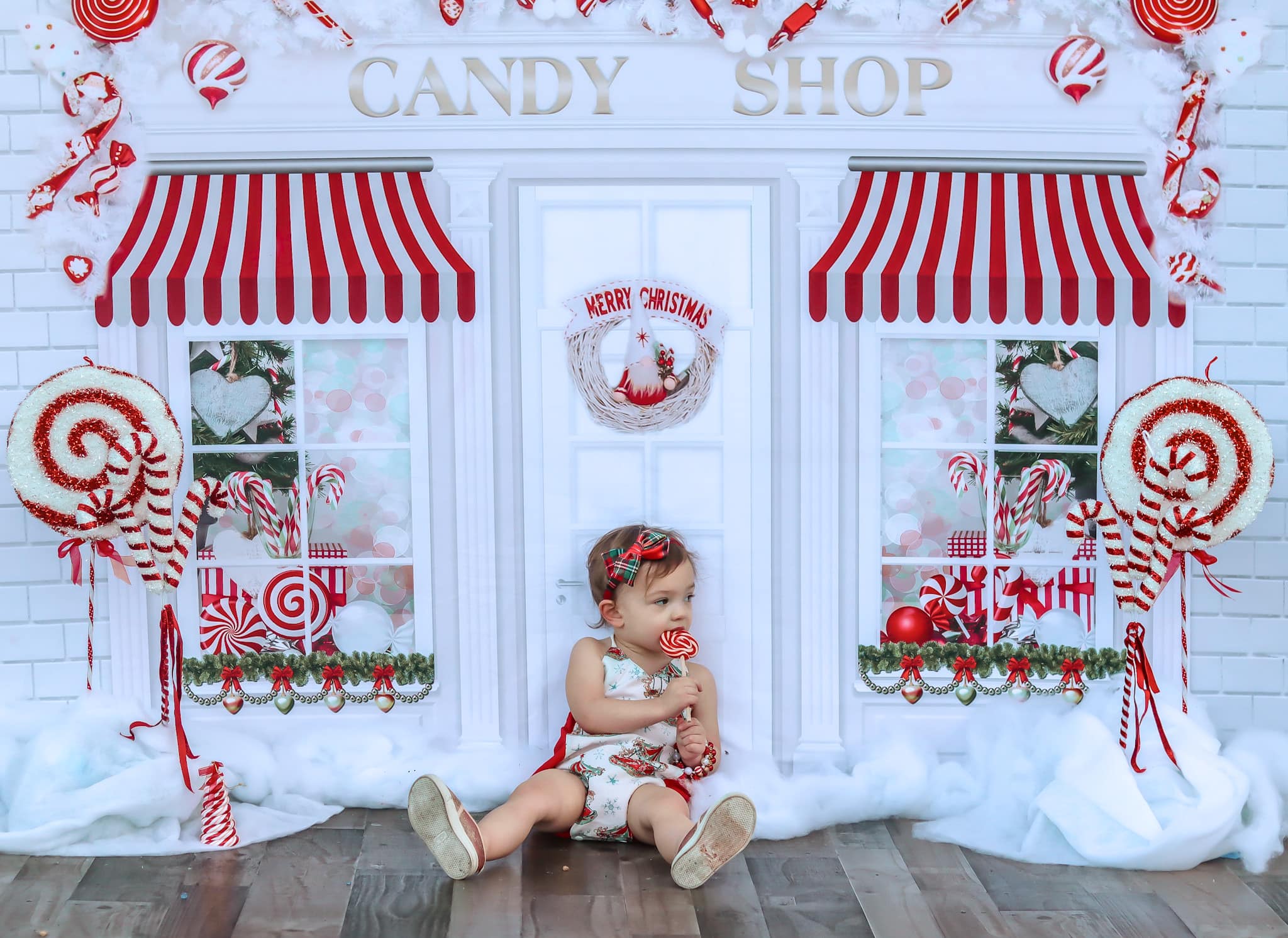 Kate 写真撮影のためのクリスマス菓子店の背景