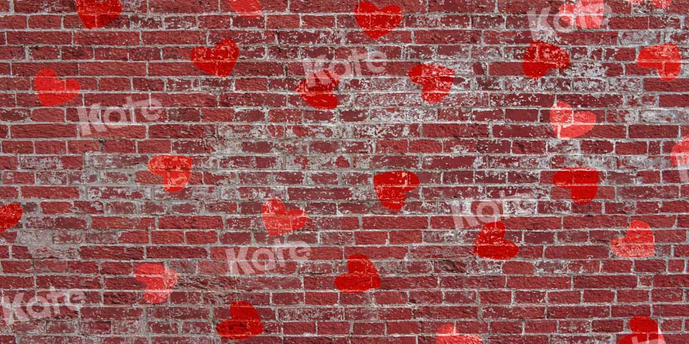 Kate 赤レンガの壁の背景ハート型のロマンチックChain Photography