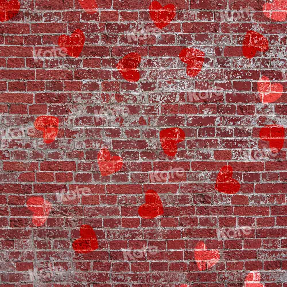 Kate 赤レンガの壁の背景ハート型のロマンチックChain Photography