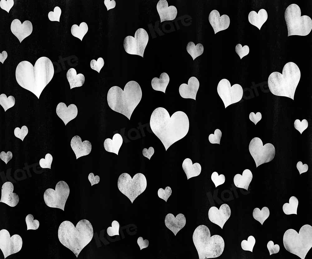 Kate 黒のバレンタインの背景愛のハートの形Chain Photography設計