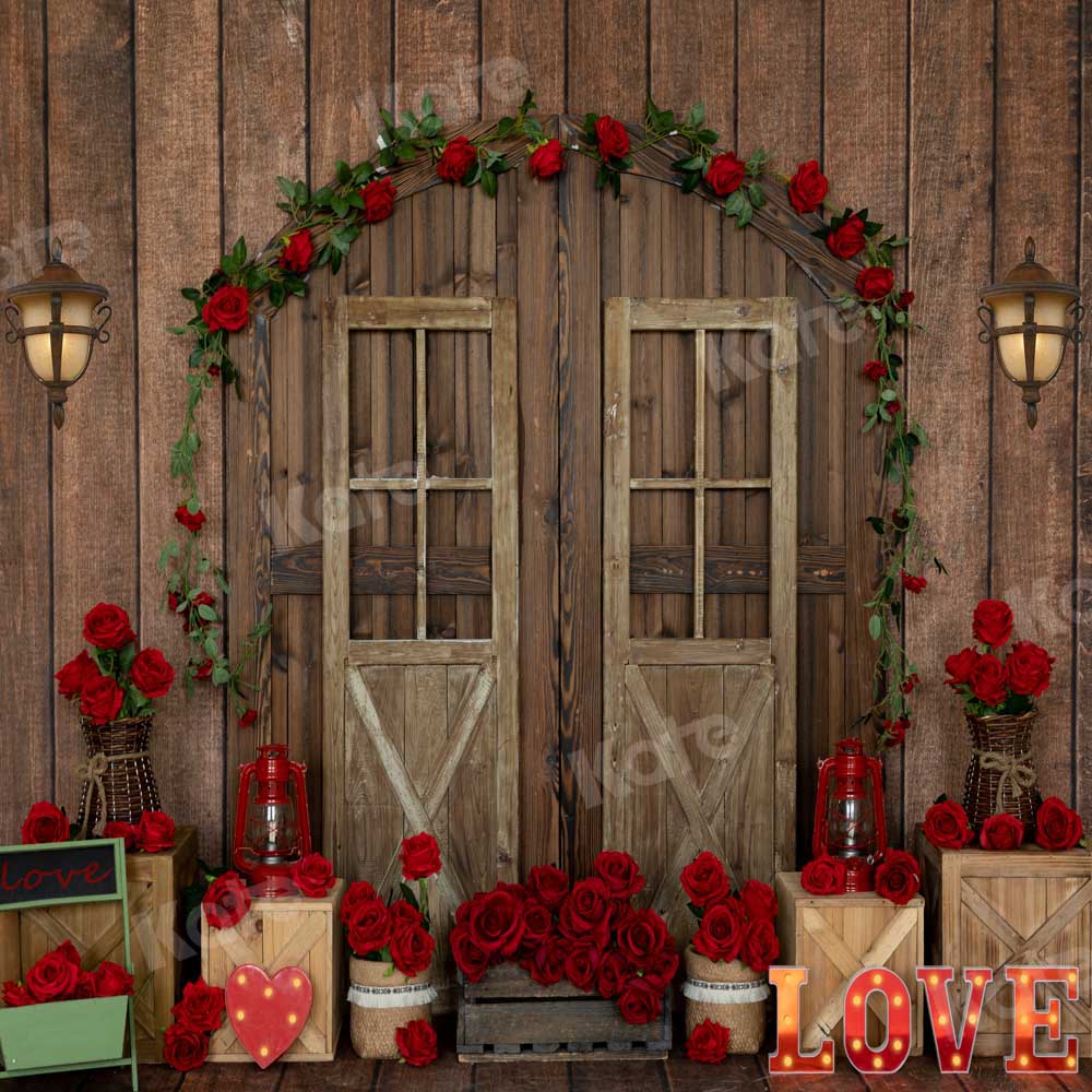 Kateロマンチックなバラの花バレンタインデーのドアパネルの背景Emetselch設計