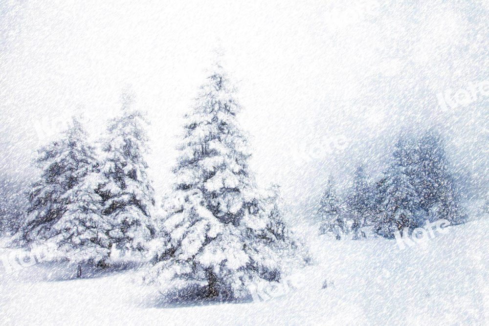 Kate冬のクリスマスツリーの雪の背景