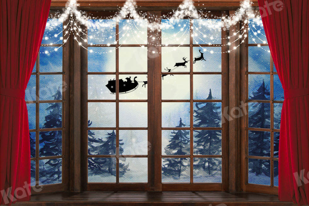 Kate 冬の森の雪のクリスマスの背景Chain Photography設計