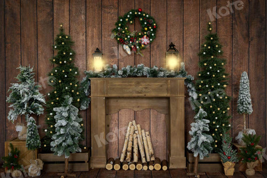 kate木造住宅の暖炉のクリスマスの背景Emetselch設計