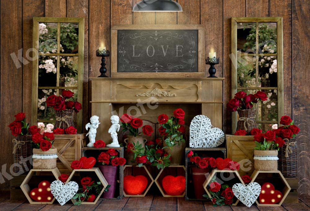 Kate バレンタインデーのシャレーの背景のバラ窓Emetselch設計