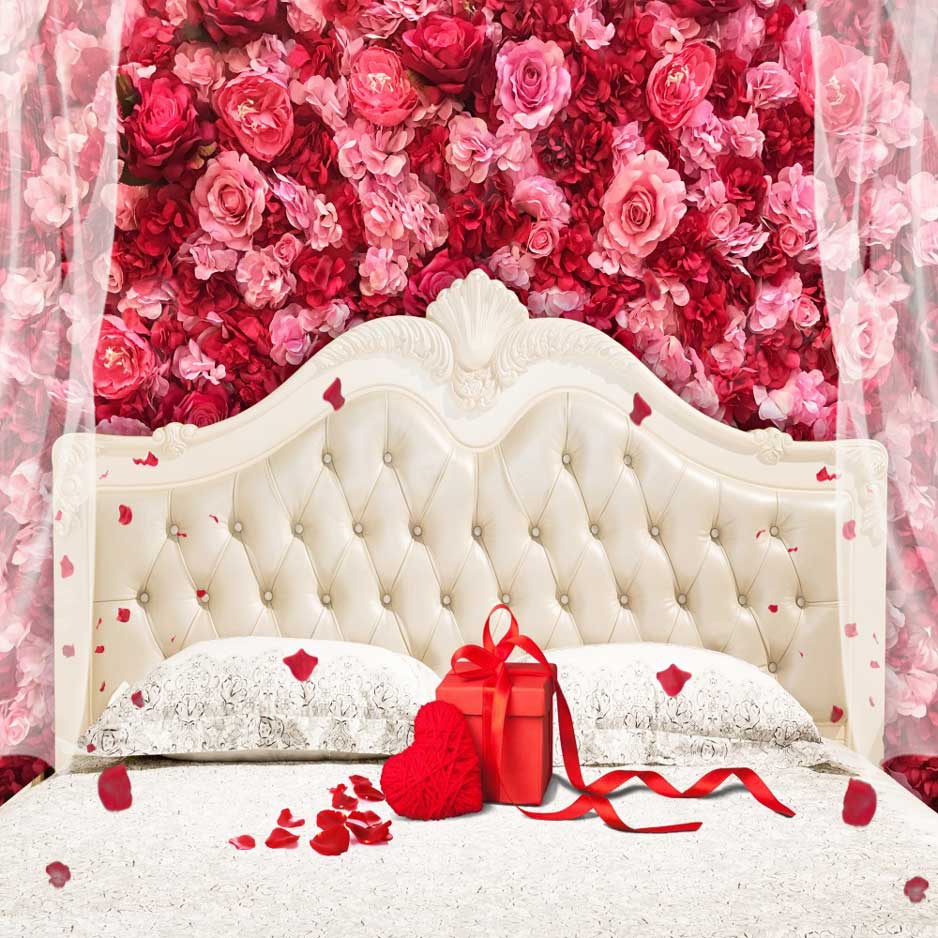 Kateピンクのバレンタインデーのヘッドボードの花の背景