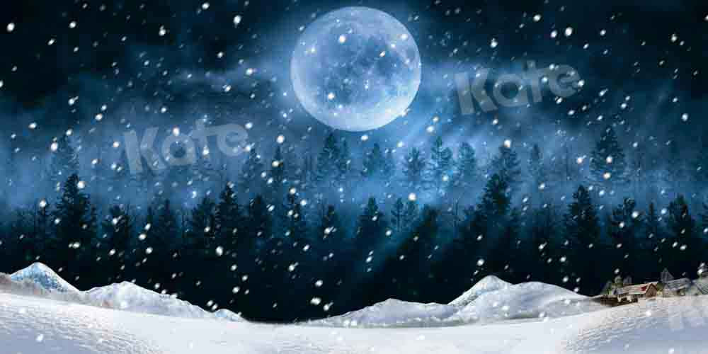 Kate 冬の雪のシーン深い夜の森の背景設計された Chain