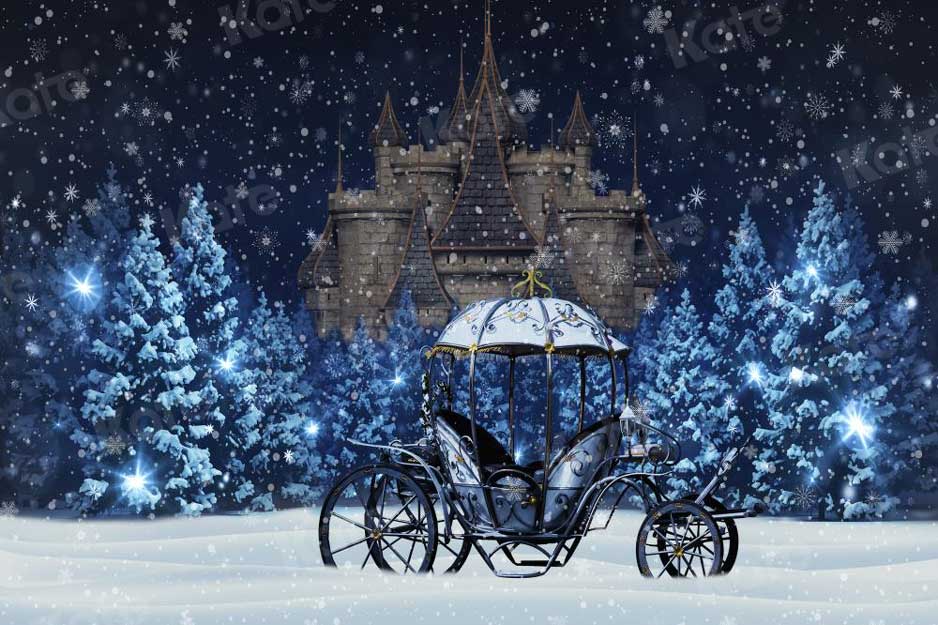 kate冬の雪の城の馬車の背景