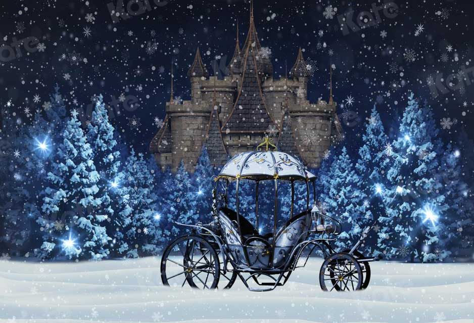 kate冬の雪の城の馬車の背景