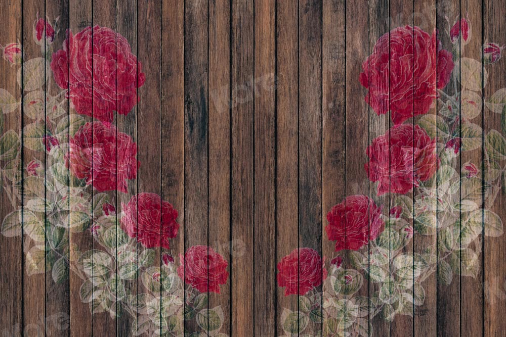 Kate まだらにされた木の板の背景のバラ背景設計