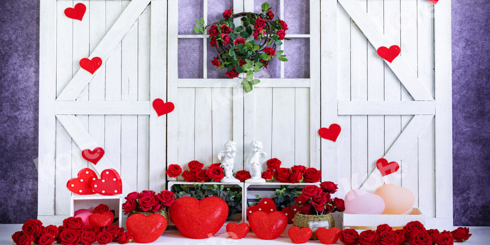 Kate バラバレンタインデーの背景白い木製のドア背景Emetselch設計