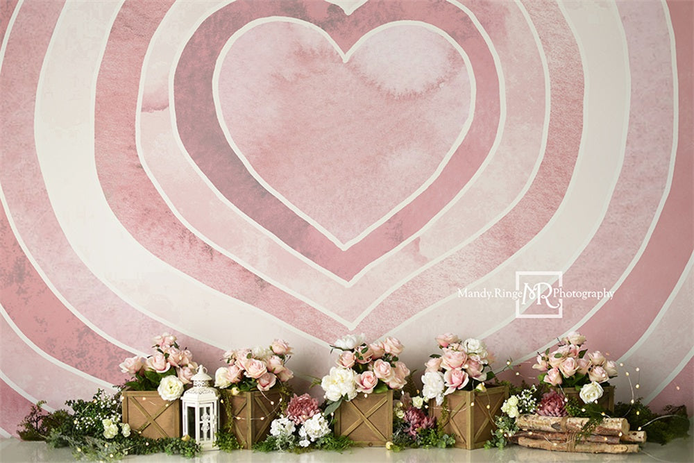 Kate水彩のバレンタインの背景のハートのバラMandy Ringe設計