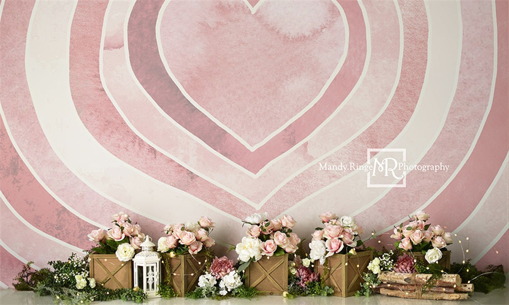 Kate水彩のバレンタインの背景のハートのバラMandy Ringe設計