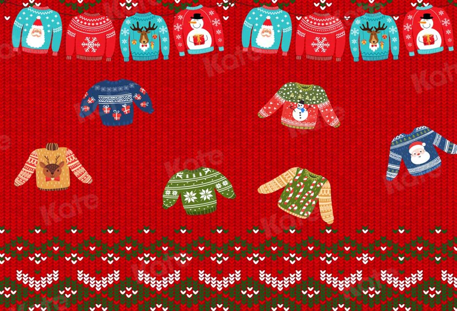 Kate クリスマスの赤い醜いセーターの背景Chain Photography設計