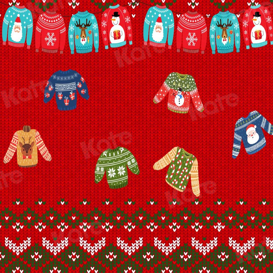 Kate クリスマスの赤い醜いセーターの背景Chain Photography設計