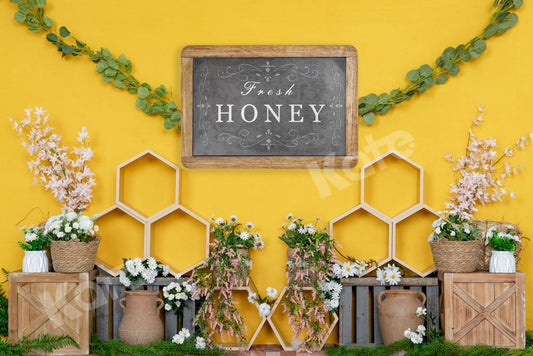 Kateハニカム背景黄色の春の新鮮な蜂蜜背景Emetselch設計