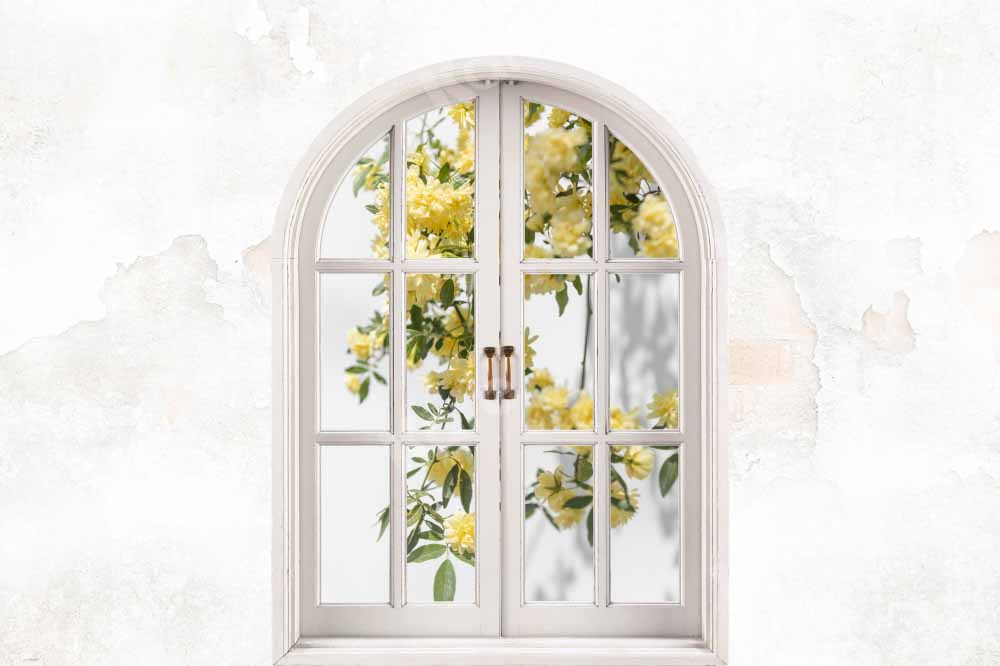 Kate窓の花の外のエレガントな春の背景Chain写真撮影