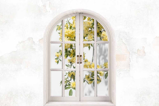Kate窓の花の外のエレガントな春の背景Chain写真撮影