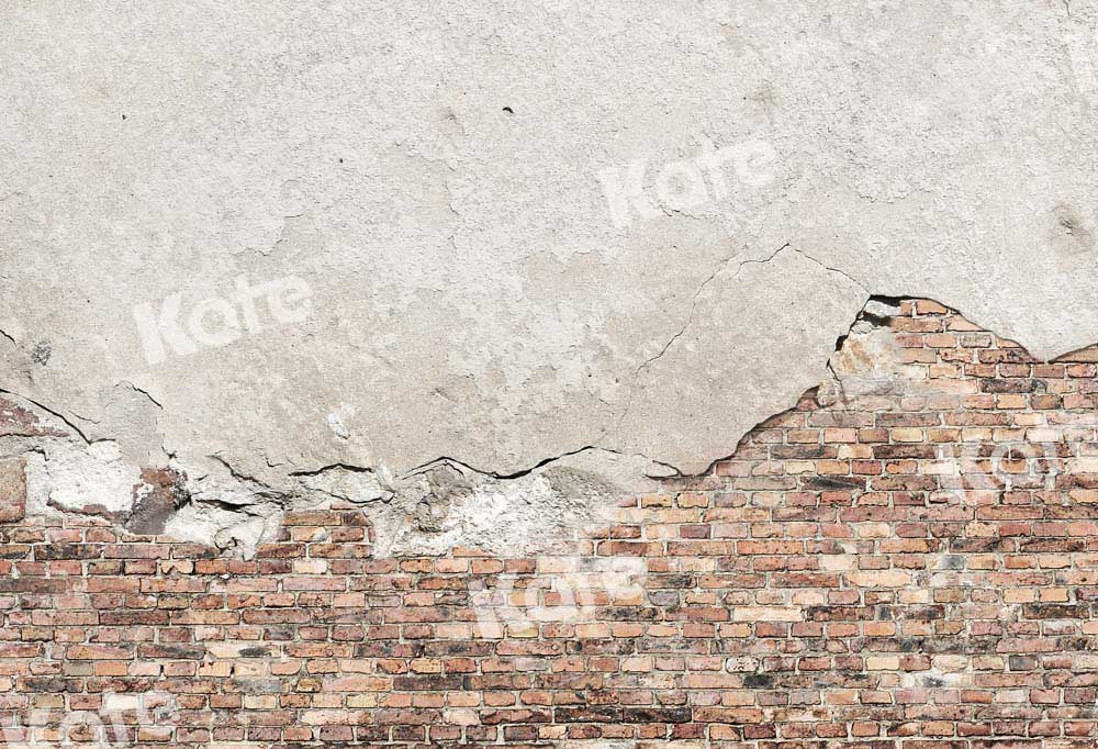 Kateひびの入ったレンガの壁の背景のセメントChain Photography