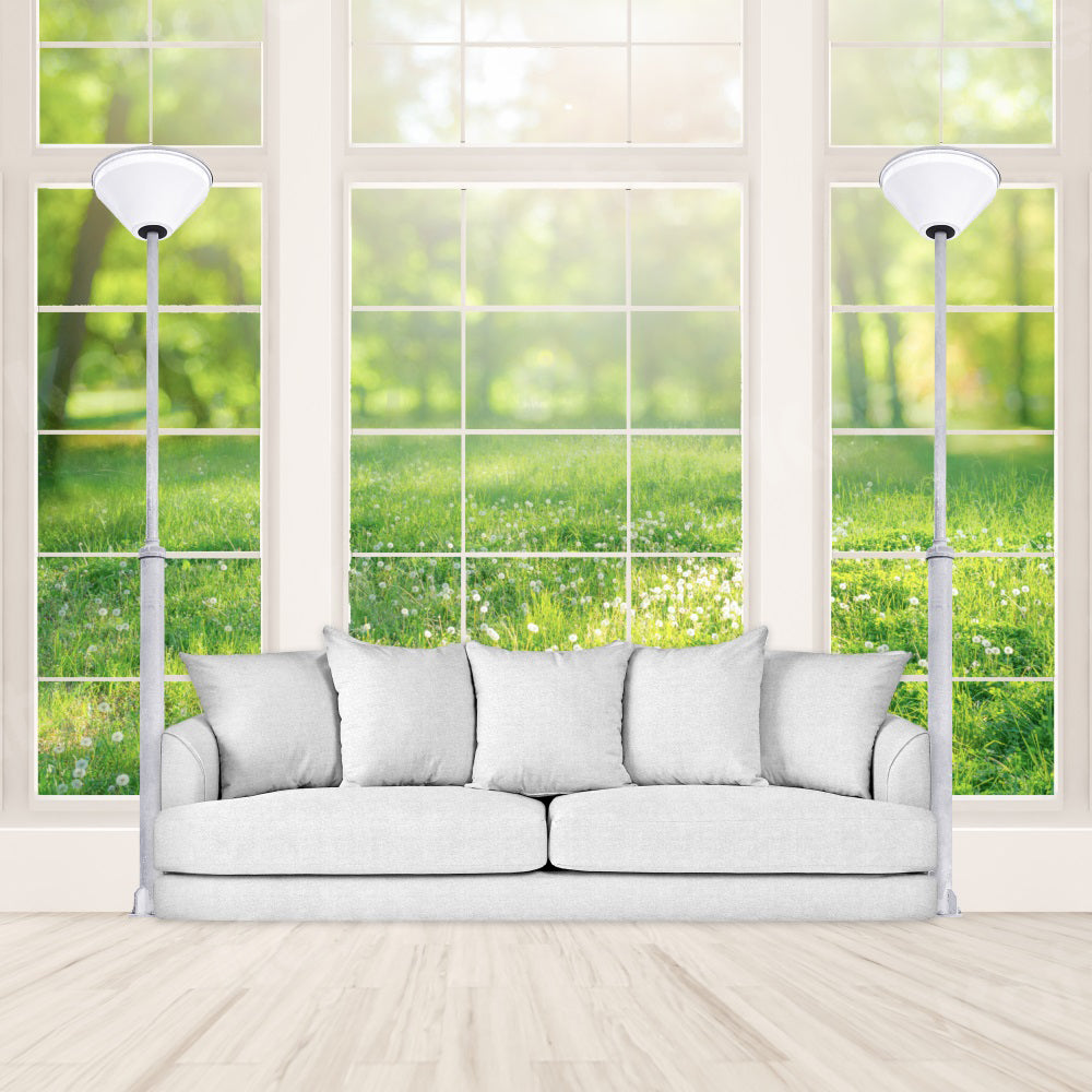 kate写真撮影のための春のソファ屋内背景ウィンドウ緑の植物