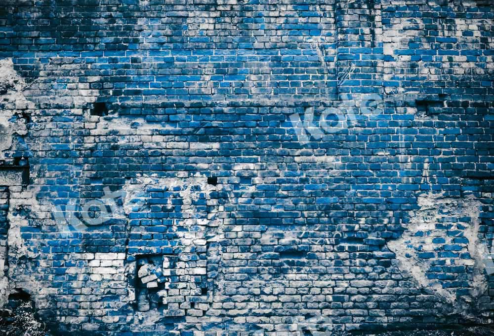 Kate青いヴィンテージのレンガの壁の背景Chain Photography