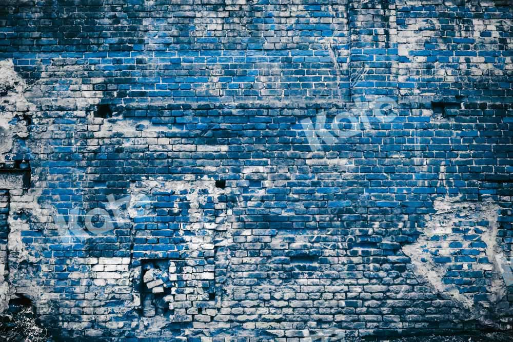 Kate青いヴィンテージのレンガの壁の背景Chain Photography