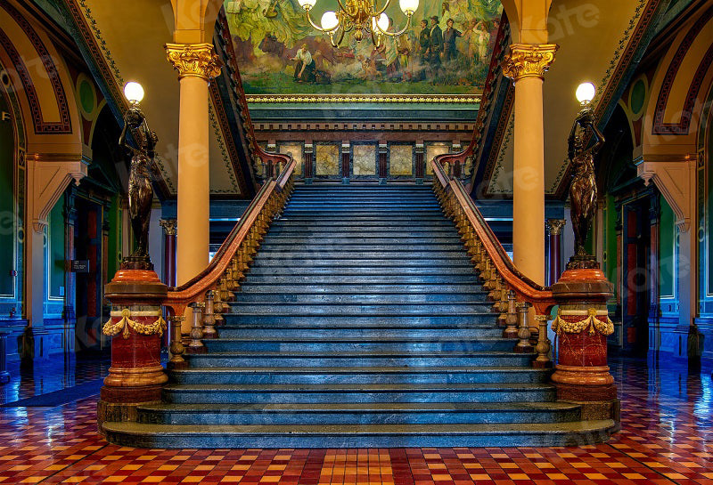 kate写真撮影のための古典的な大階段の背景の建物