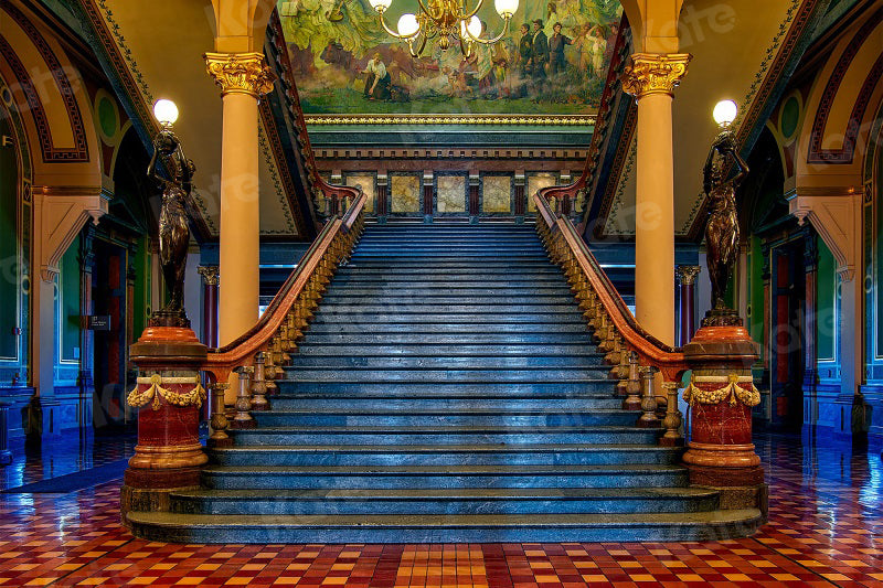 kate写真撮影のための古典的な大階段の背景の建物