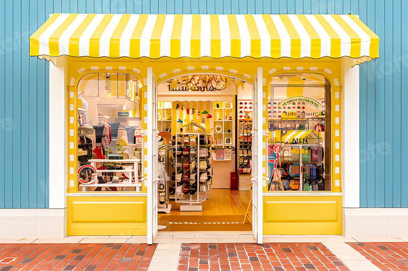 Kate写真撮影のための小さな商品店の背景黄色