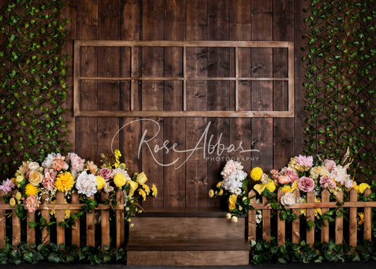 Kate植物の外の木の壁の花の背景Rose Abbas設計