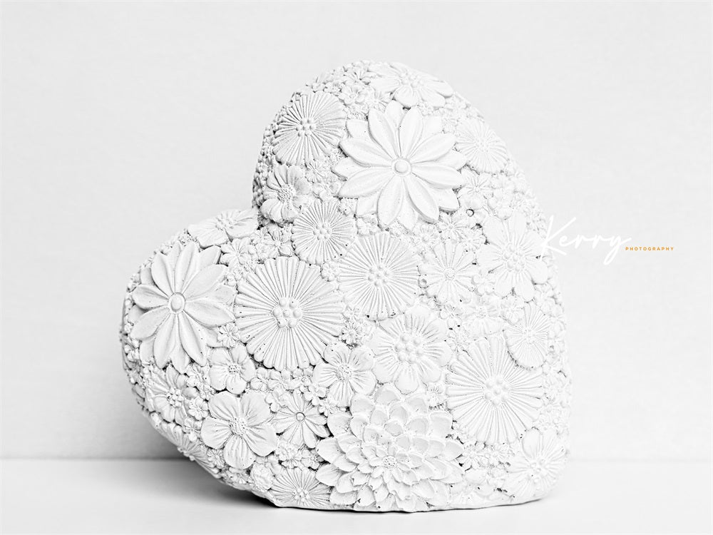 Kate白い花のハートの背景の母親は写真撮影のためのバレンタインを愛するKerry Anderson設計