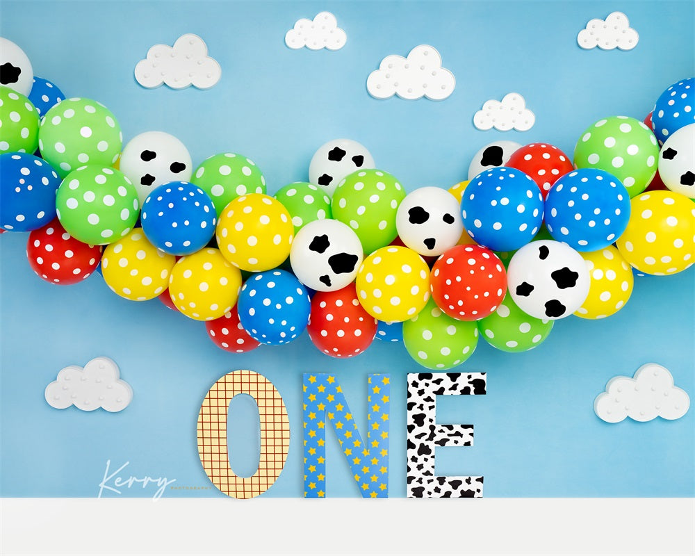 Kateおもちゃの風船の話背景写真撮影1歳の誕生日Kerry Anderson設計