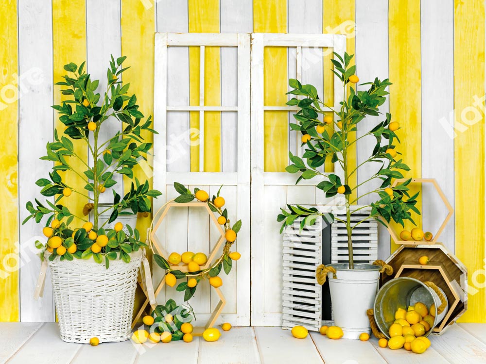 Kate夏のレモンの背景黄色の縞模様Emetselchデザイン