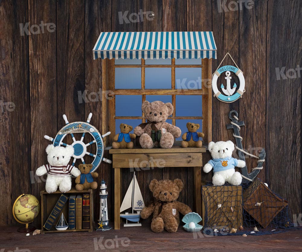 Kateセーリングに行きますシャレーおもちゃのクマの背景Emetselchデザイン