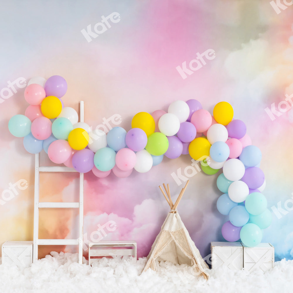 Kate夢の風船カラフルな雲テントお誕生日の背景Emetselchデザイン