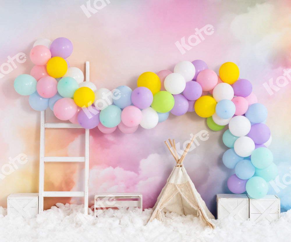 Kate夢の風船カラフルな雲テントお誕生日の背景Emetselchデザイン