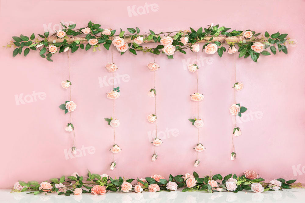 Kate夏のピンクのバラの花ケーキスマッシュの背景Emetselchデザイン