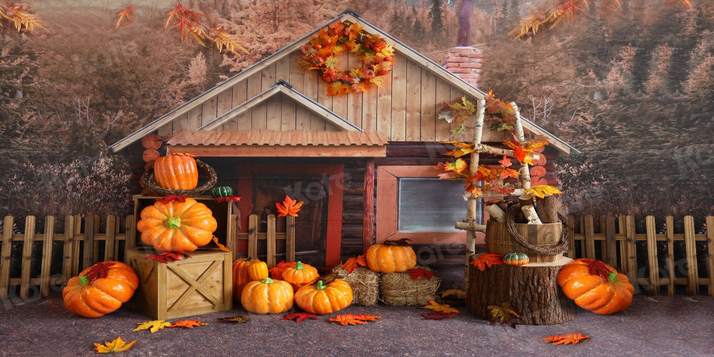 Kate写真撮影の秋のカボチャシャレー自然の背景